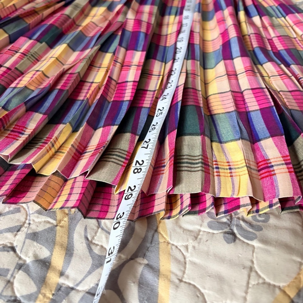 J crew Pleated midi skirt, vibrant shimmering plaid, 6 - Picture 8 of 11